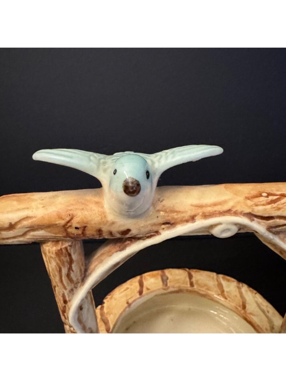 Ceramic Decorative Wishing Well Figurine / Planter Blue Birds Hand-Painted - Picture 3 of 13